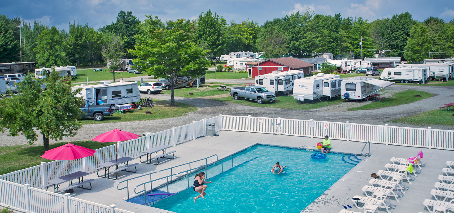 Row of Shady Campsites in the Spring