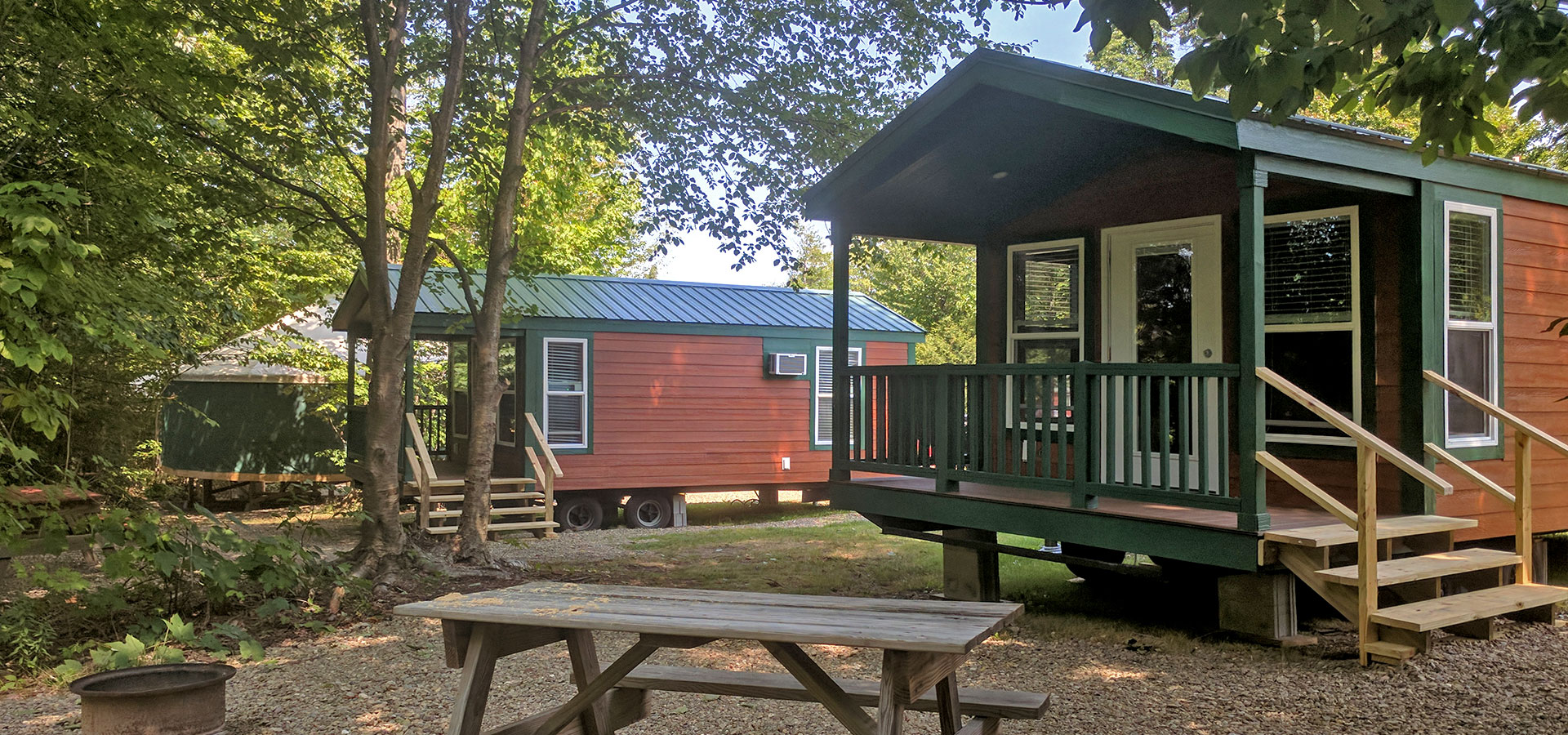 Row of Shady Campsites in the Spring